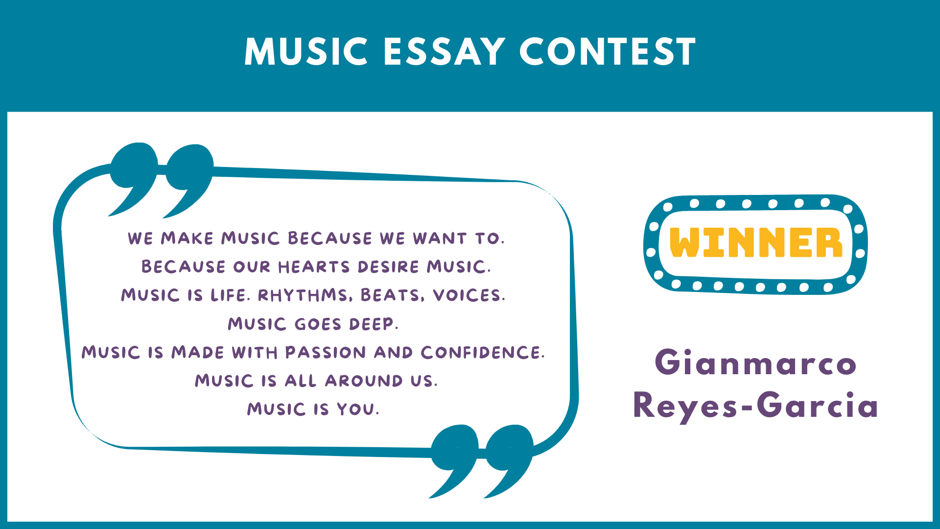 Music Essay Winner